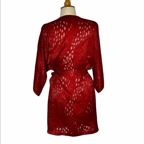 Vintage Red Burnout Animal Print Lingerie Robe - 1X - Picture 10 of 12